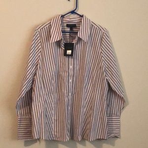 NWT Lane Bryant Pink/Grey/White Striped Shirt